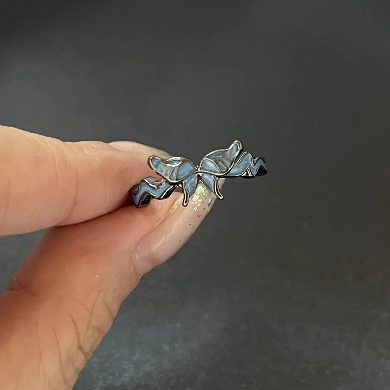 Y2K Crystal Rings Kpop Heart Adjustable Ring Irregular Geometry Punk Vintage Rings Set for Women Girls New Fashion Jewelry
