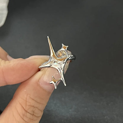 Y2K Crystal Rings Kpop Heart Adjustable Ring Irregular Geometry Punk Vintage Rings Set for Women Girls New Fashion Jewelry